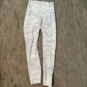 Size 4 white and grey camo leggings! *SMALL GREY STAINS ON THE LOWER BUTT AREA*